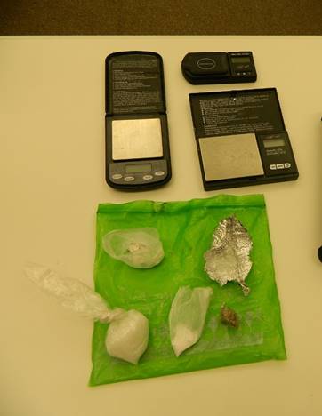 Drugs and other items confiscated during a traffic stop arrest this morning in Columbus by Bartholomew County Sheriff deputies. Photo provided