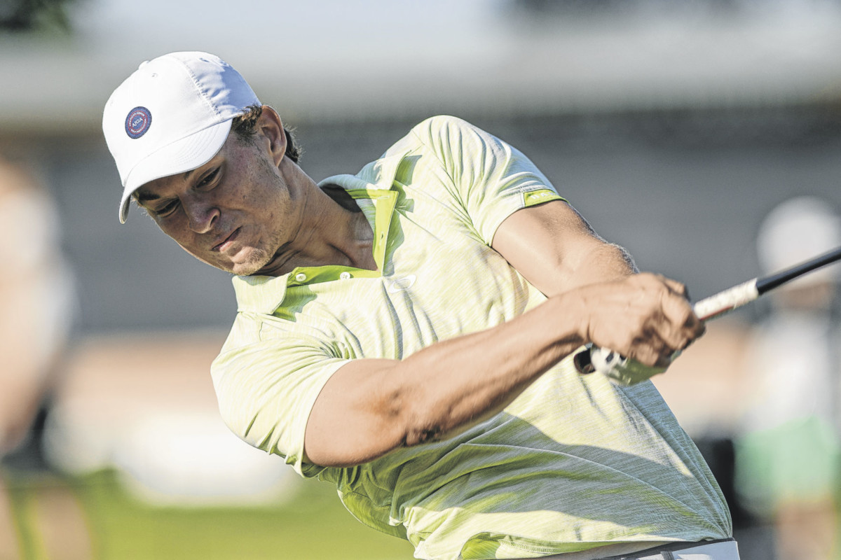 Kody Reynolds of Columbus East hits a tee shot on hole No. 1 during the final round of the AJGA Circle K Junior Championship at Otter Creek Golf Course in Columbus, Ind., Thursday, July 2, 2020. Mike Wolanin | The Republic