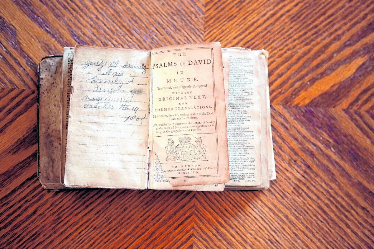 The George Frederick Snively family Bible, that was published in Scotland in 1793, has the names of the owners George F. Snively and Emily A. Linson were married October the 19, 1865. Wednesday, March 31 ,2021 Carla Clark | For The Republic