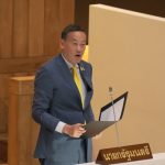 Thailand’s new prime minister tells Parliament his government will urgently tackle economic woes