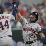 Dubón and Altuve go back-to-back twice, Astros hit 5 homers in 13-6 win over Rangers