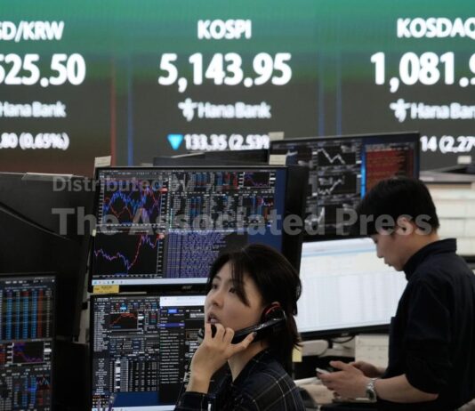 Oil steadies and Asian stocks are mostly lower on mixed signs on Iran